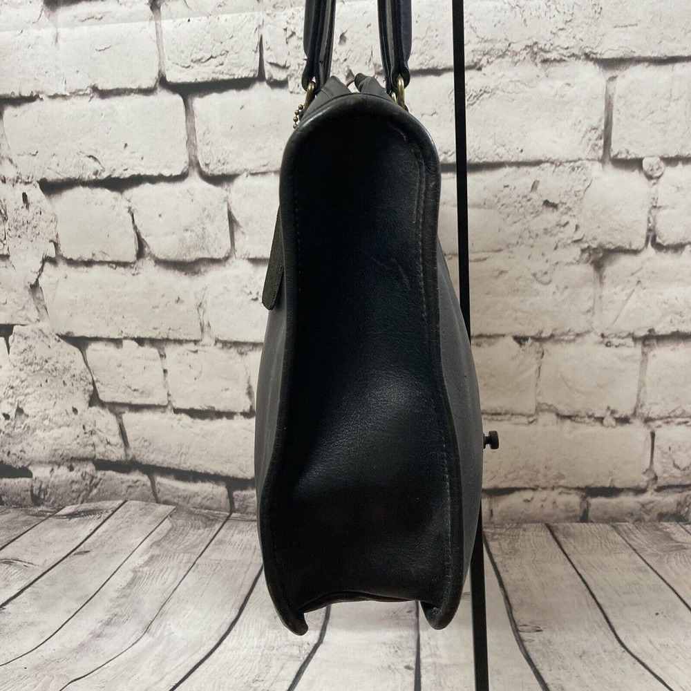 Coach Vintage NYC Black Slim Leather Satchel #9943 Unisex Bag Conditioned‎ - Picture 5 of 12